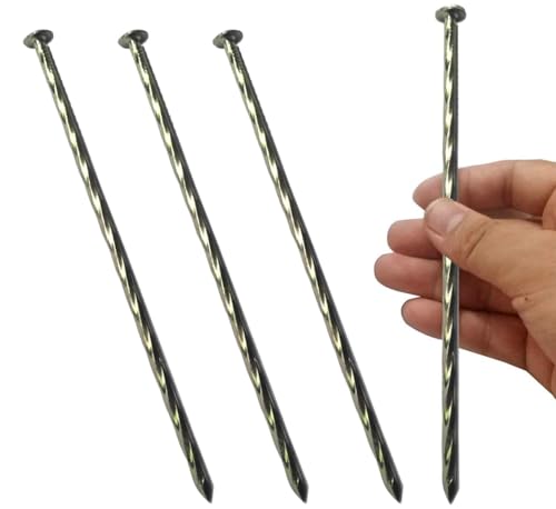 MAOMBO 8" Spiral Galvanized Stakes (100 Pack)