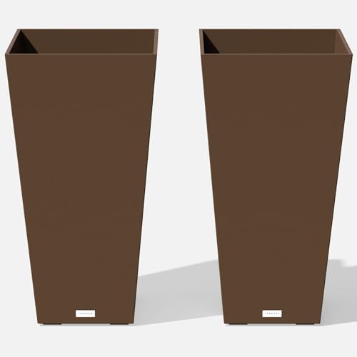 Veradek V-Resin Indoor/Outdoor Taper Planter, Set of 2 (30 inch, Espresso)