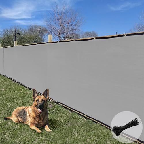 E&K Sunrise 6' x 50' Privacy Fence Screen with Grommets, Outdoor Windscreen Fence Covering Privacy Screen UV Blockage for Backyard Garden Patio, Zip Ties Included (Gray)