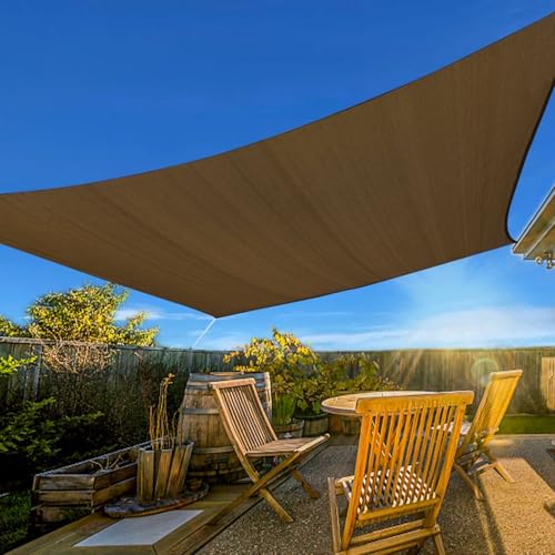 Artpuch Sun Shade Sail, 12'x12' Mocha Rectangle, Curved Edged Commercial Grade 185GSM Permeable Outdoor Shade Cloth for Deck, Backyard, Patio (Custom Sizes Made)