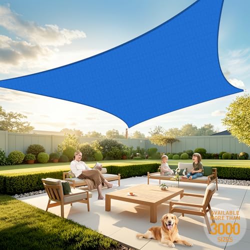 Artpuch Sun Shade Sail, 12'x16' Blue Rectangle, Curved Edged Commercial Grade 185GSM Permeable Outdoor Shade Cloth for Deck, Backyard, Patio (Custom Sizes Made)
