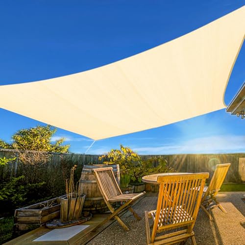 Artpuch Sun Shade Sail, 12'x16' Cream Rectangle, Curved Edged Commercial Grade 185GSM Permeable Outdoor Shade Cloth for Deck, Backyard, Patio (Custom Sizes Made)