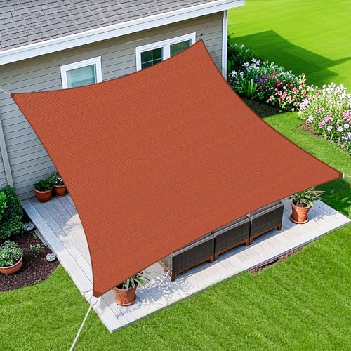 Amagenix Sun Shade Sail 10'X13' Curved Edge Outdoor Shade Canopy Rust Red Breathable 95% UV Block Shade Cloth for Patio Garden Backyard (We Make Custom Size)