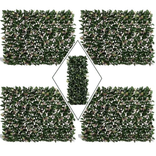 DOEWORKS Expandable Fence Privacy Screen for Balcony Patio Outdoor, 4PCS Faux Ivy Fencing Panel for Backdrop Garden Backyard Home Decorations