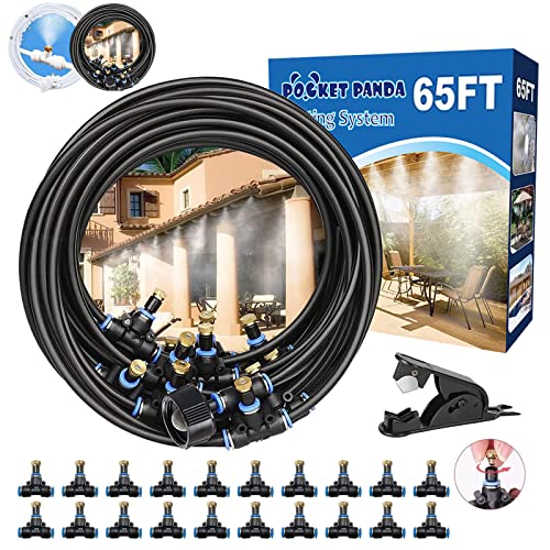 Outdoor Misters for Patio Cooling, Misting System 65Ft (20M), Water Misters for Cooling Outdoor, Backyard, Garden, Greenhouse, Umbrella, Deck, Canopy, Pool, Porch, Gazebo, Trampoline, BBQ Accessories