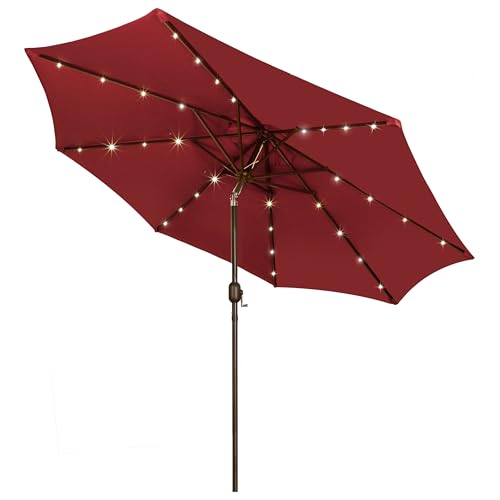 Blissun 9 ft Solar Umbrella (Burgundy)