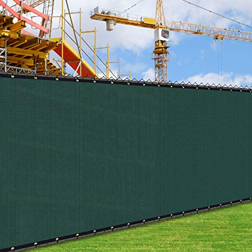 iCover 4x50ft Privacy Screen Fence, Outdoor Fencing Panels, Garden Windscreen Mesh Shade Sail Net Barrier, Include Reinforced Bindings and Brass Grommets Cable Zip Ties, Green