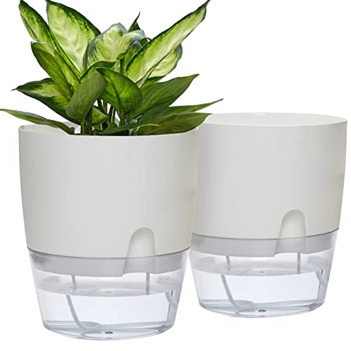ETGLCOZY Self Watering Planter (White) 2-Pack