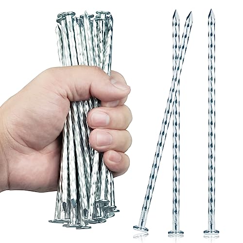 6.3-Inch Galvanized Heavy-Duty Landscape Stakes, (150-PACK) Spiral Metal Turf Spikes for Artificial Grass, Paver Edging, Weed Barrier, Securing Fences and More