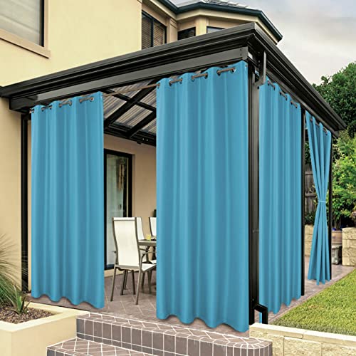 BONZER Waterproof Outdoor Curtains for Patio Porch Pergola Cabana Light Filtering Privacy Grommet Indoor Curtain Panels for Bedroom Living Room, 1 Panel, 54W x 108L inch, Teal