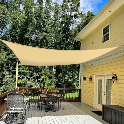 TANG 3' x 17' Sun Shade Sail Rectangle Outdoor Canopy UV Block Sunshades for Patio, Square Shade Cloth for Backyard Porch Deck Garden Pergola Cover, Sand