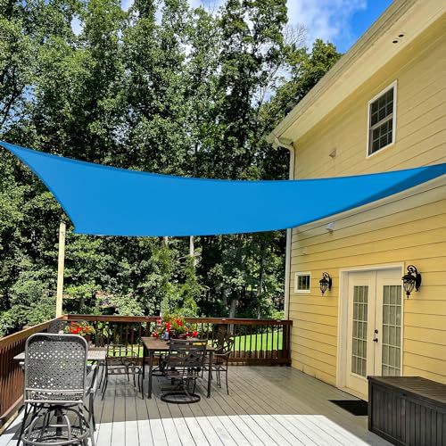 TANG 12' x 20' Sun Shade Sail Rectangle Outdoor Canopy UV Block Sunshades for Patio, Square Shade Cloth for Backyard Porch Deck Garden Pergola Cover, Blue