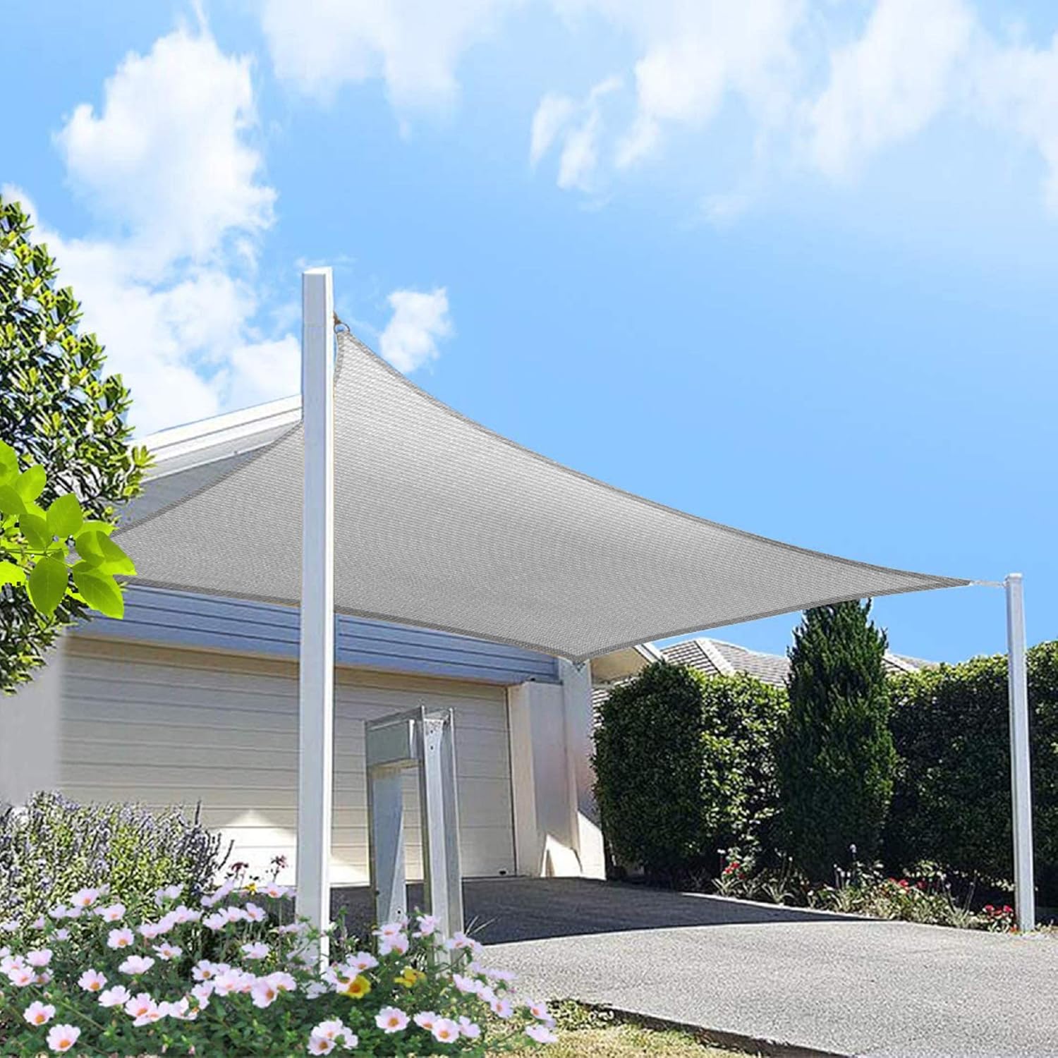 HOMA 18' x 21' Grey Rectangle Sun Shade Sail Canopy, 95% UV Blockage Awning Shelter Fabric Cloth Screen for Patio Outdoor Backyard - Heavy Duty Commercial Grade (Custom Size - Made in USA)