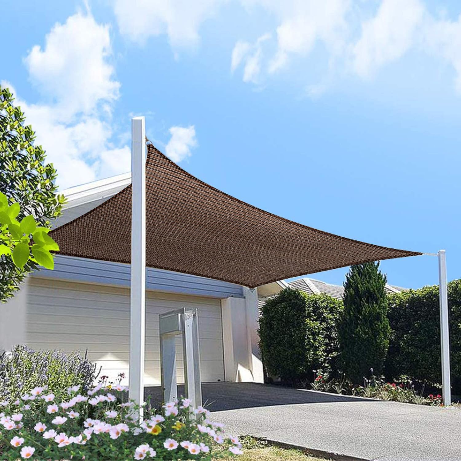 HOMA 19' x 21' Brown Rectangle Sun Shade Sail Canopy, 95% UV Blockage Awning Shelter Fabric Cloth Screen for Patio Outdoor Backyard - Heavy Duty Commercial Grade (Custom Size - Made in USA)