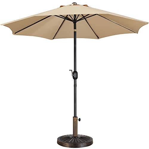 Yaheetech 9FT Garden Table Umbrella w/Base (Tan)
