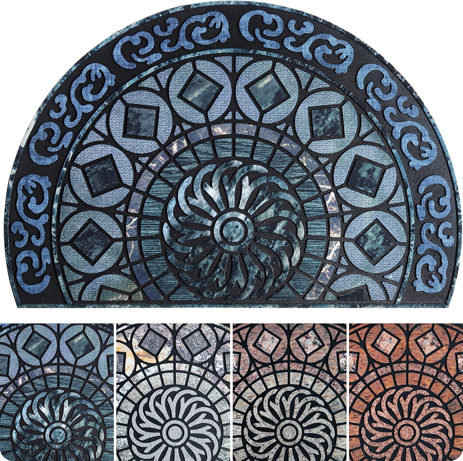 ubdyo Warm Stylish Front Door Mat - Low Pile Front Door Mat Outside Entrance - Muddy Dirt Trapping Welcome Matt Outdoor - Rubber Backing Anti Slip Indoor Doormat Entrance - Large 23" 'x 36"
