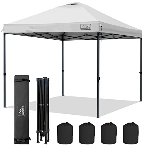 KAMPKEEPER Canopy Tent,Outdoor Canopy,10x10 Pop Up Canopy Tent for Commercial Garden Wedding Camping Party,3 Adjustable Height with Ropes and 4 Stakes (White)