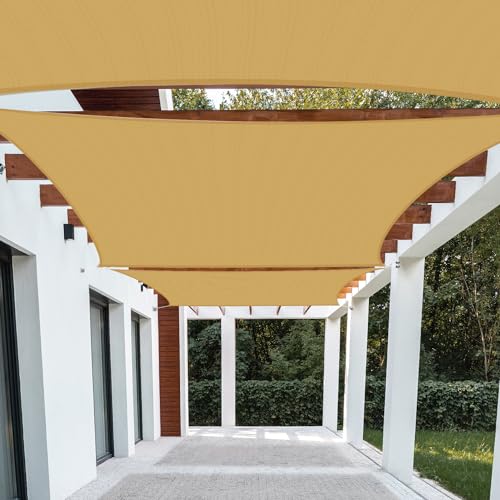 Patio Paradise 22' x 22' Sun Shade Sail Rectangle Canopy Patio Cover Sunlight Block Awning Heavy Duty Commercial Grade for Backyard Lawn Garden Outdoor Activities, Sand