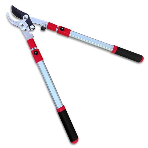 TABOR TOOLS GG21A Extendable Bypass Lopper with Compound Action, 27-40 Inch Telescopic Tree Trimmer, Long Handled Branch Cutter with  1 1/2 Inch Cut Capacity, Makes Clean Neat Cuts.