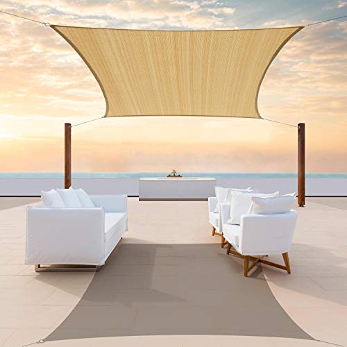ColourTree 10' x 16' Beige Rectangle CTAPR0812 Sun Shade Sail Canopy Mesh Fabric UV Block - Commercial Heavy Duty - 190 GSM - 3 Years Warranty