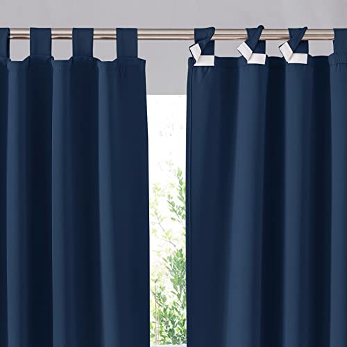 RYB HOME Patio Outdoor Curtains, Navy Blue