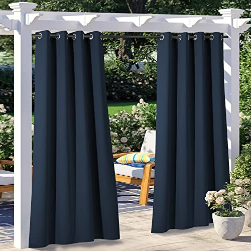 NICETOWN 2 Panels Patio Curtains (Navy Blue)