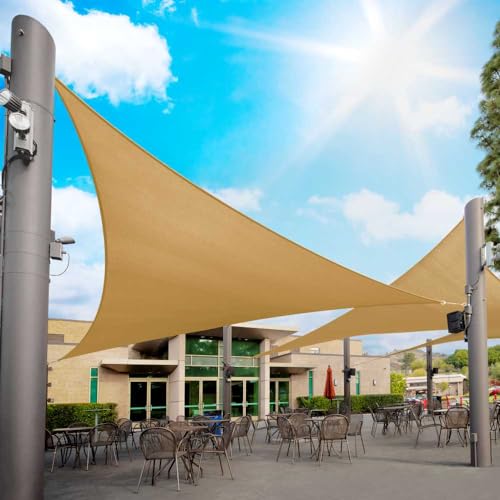 Royal Shade 16' x 16' x 16' Sand Beige Triangle Sun Shade Sail RS-SLT, 95% UV Blockage, 200GSM Commercial Standard Heavy Duty, Water & Air Permeable Canopy Mesh for Patio (We Make Custom Sizes)