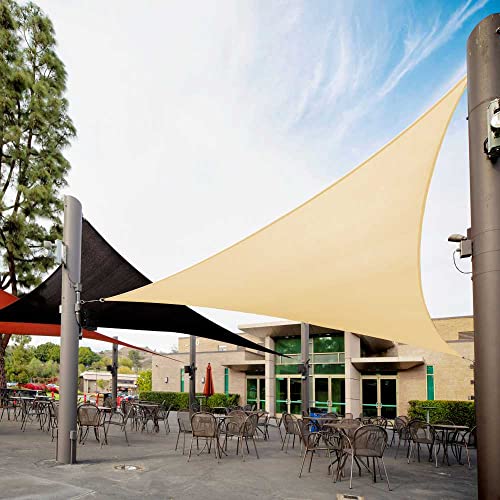 Royal Shade 18' x 18' x 18' Beige Triangle Sun Shade Sail RS-SLT, 95% UV Blockage, 200GSM Commercial Standard Heavy Duty, Water & Air Permeable Canopy Mesh for Patio (We Make Custom Sizes)