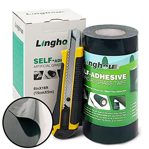 Double Sided Artificial Grass Tape 6" x 33' Glue Backed Self Adhesive Turf Tape for Synthetic Turf Installation on Concrete Tile Wood Floors Indoor Outdoor Hard Surfaces Durable