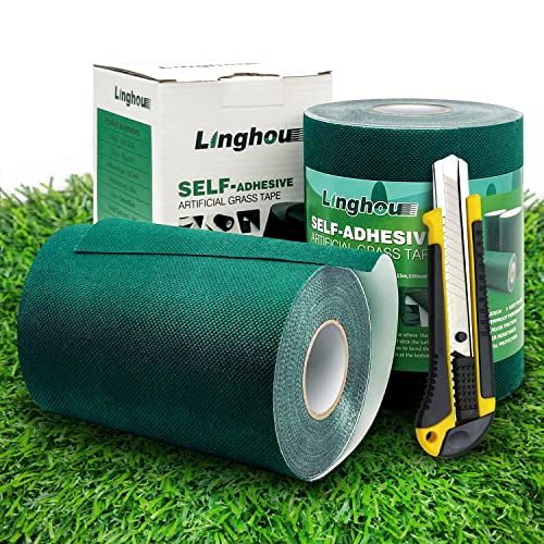 Turf Seam Tape for Artificial Grass 12" x 65.6' High Bonding Adhesive for Jointing Fake Lawn Synthetic Turf Pet Rugs and Outdoor Grass Carpets