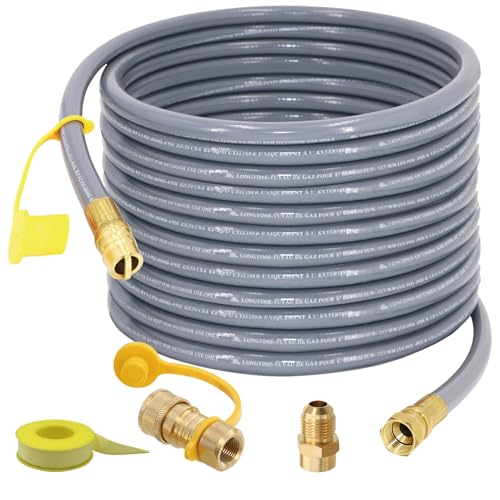 48 Feet 1/2-Inch ID Natural Gas Hose with Quick Connect Fitting for weber, charbroi, Grill, Pizza Oven, Patio Heater and More NG Appliance, Propane to Natural Gas Conversion Kit - CSA Certified