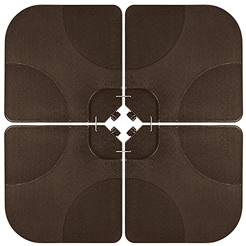 Best Choice Products 4-Piece 155lb Capacity Heavy-Duty Cantilever Offset Patio Umbrella Stand Square Base Plate Set w/Easy-Fill Spouts for Water or Sand - Brown