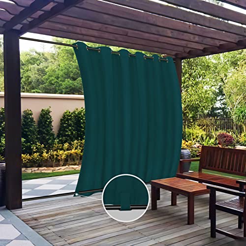 Easy-Going Outdoor Curtains Waterproof Windproof Weatherproof Curtain for Patio, Cabana, Porch, Pergola and Gazebo, Grommet Top and Tab Bottom Drape, 1panel, 110x120 inch, Teal