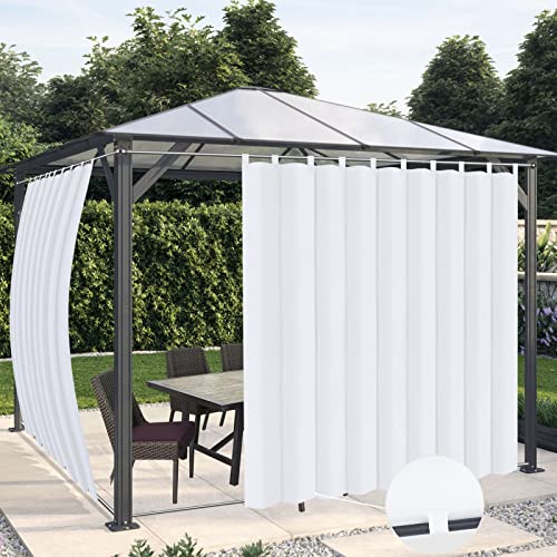OutdoorLines Waterproof Outdoor Curtains for Patio - Windproof Tab Top Gazebo Curtain Panels - Privacy Sun Blocking Outside Curtain Set for Porch, Pergola and Cabana 110 x 84 inch, White, 2 Panels