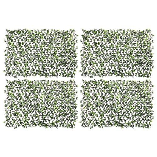 4PCS Artificial Expandable Rose Leaf Faux Leaves Privacy Fence Screen for Outdoor Indoor Backyard Patio Balcony (Single Sided Leaves)