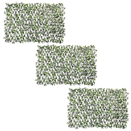 3PCS Artificial Expandable Rose Leaf Faux Leaves Privacy Fence Screen for Outdoor Indoor Backyard Patio Balcony (Single Sided Leaves)