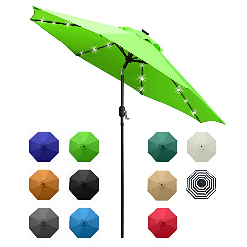 Sunnyglade 9' Solar LED Lighted Patio Umbrella (Grass Green)