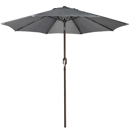 Blissun 9' Outdoor Patio Umbrella, Outdoor Table Umbrella, Yard Umbrella, Market Umbrella with 8 Sturdy Ribs, Push Button Tilt and Crank