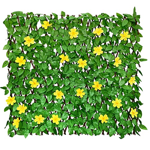 Expandable Fence Privacy Screen for Balcony Patio Outdoor,Decorative Faux Ivy Fencing Panel,Artificial Hedges (Single Sided Leaves)