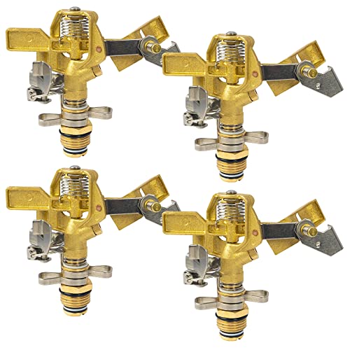 Hourleey 1/2" Brass Impact Sprinkler (4 Pack)
