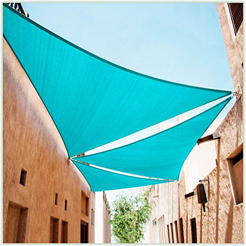ColourTree 18' x 18' x 25.5' Turquoise TAPT20 Custom Size Order to Make Right Triangle Sun Shade Sail Canopy Mesh Fabric UV Block UPF50 - Commercial Heavy Duty - 190 GSM - 3 Years Warranty