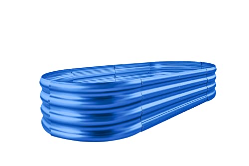 Land Guard Galvanized Raised Garden Bed Kit, Galvanized Planter Raised Garden Boxes Outdoor, Oval Large Metal Raised Garden Beds for Vegetables 4 x 2 x 1ft(1pcs) (Blue)