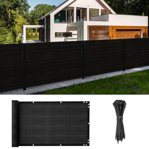 Cliselda 3ft x 50ft Privacy Fence Screen, Heavy Duty Fencing Mesh Shade Cover Fencing for Outdoor Yard Wall Garden Backyard, Cable Zip Ties Included (3' x 50', Black)