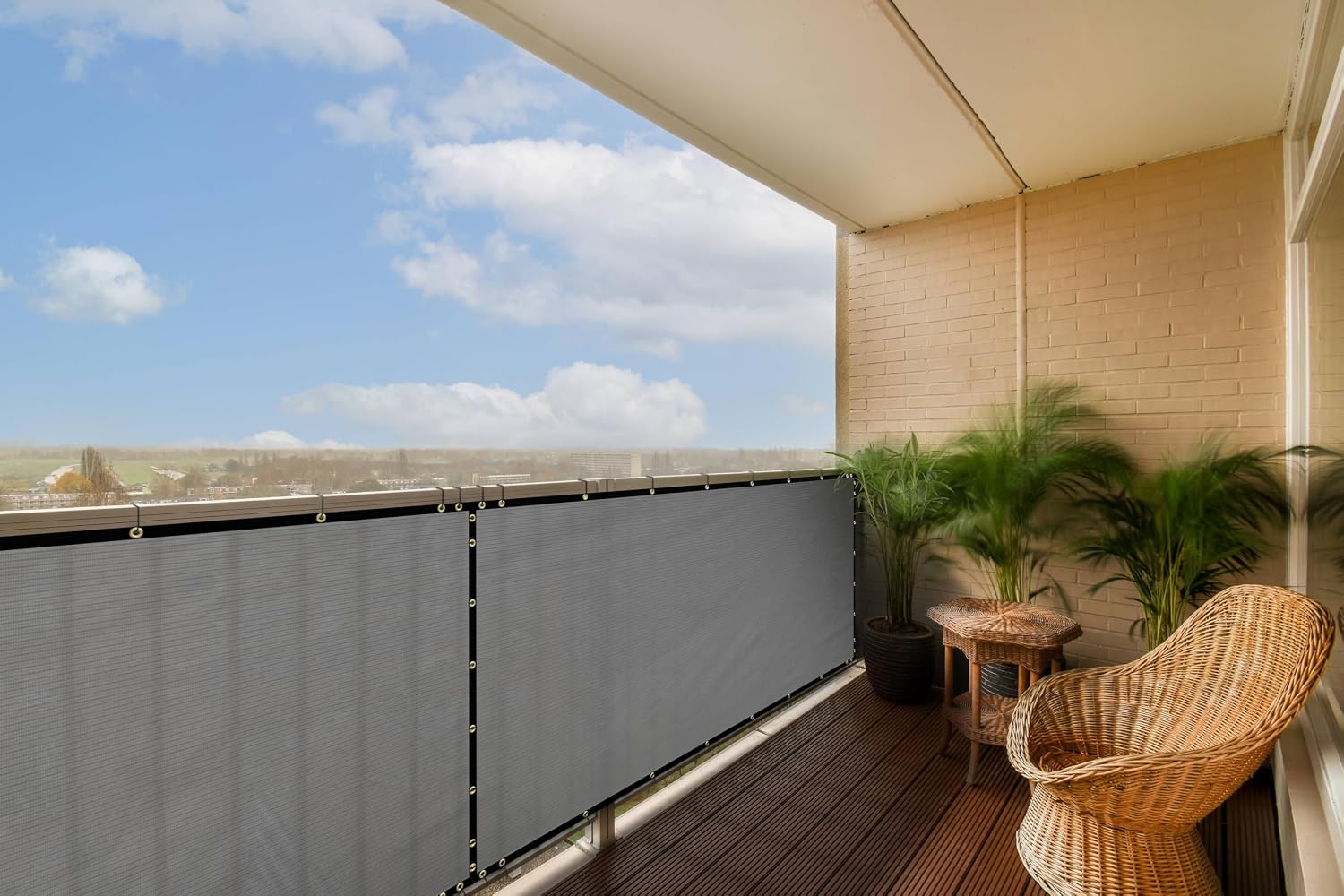 ColourTree Customized Size Grey 3' x 111 Balcony Privacy Screen, Apartment Porch Railing Patio Fence Windscreen Fabric Cloth - Commercial Grade 170 GSM - 3 Years Warranty - Cable Zip Ties Included