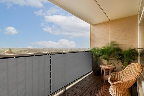 ColourTree Customized Size Grey 3' x 148 Balcony Privacy Screen, Apartment Porch Railing Patio Fence Windscreen Fabric Cloth - Commercial Grade 170 GSM - 3 Years Warranty - Cable Zip Ties Included