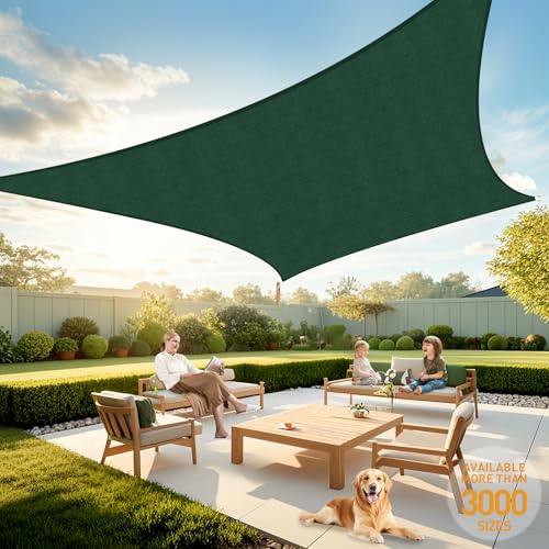 Artpuch Sun Shade Sail, 12'x16' Dark Green Rectangle, Curved Edged Commercial Grade 185GSM Permeable Outdoor Shade Cloth for Deck, Backyard, Patio (Custom Sizes Made)