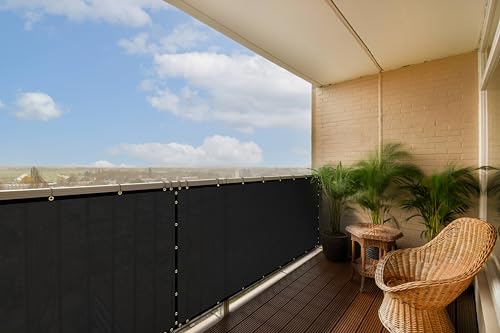 ColourTree Customized Size Black 3' x 100 Balcony Privacy Screen, Apartment Porch Railing Patio Fence Windscreen Fabric Cloth - Commercial Grade 170 GSM - 3 Years Warranty - Cable Zip Ties Included