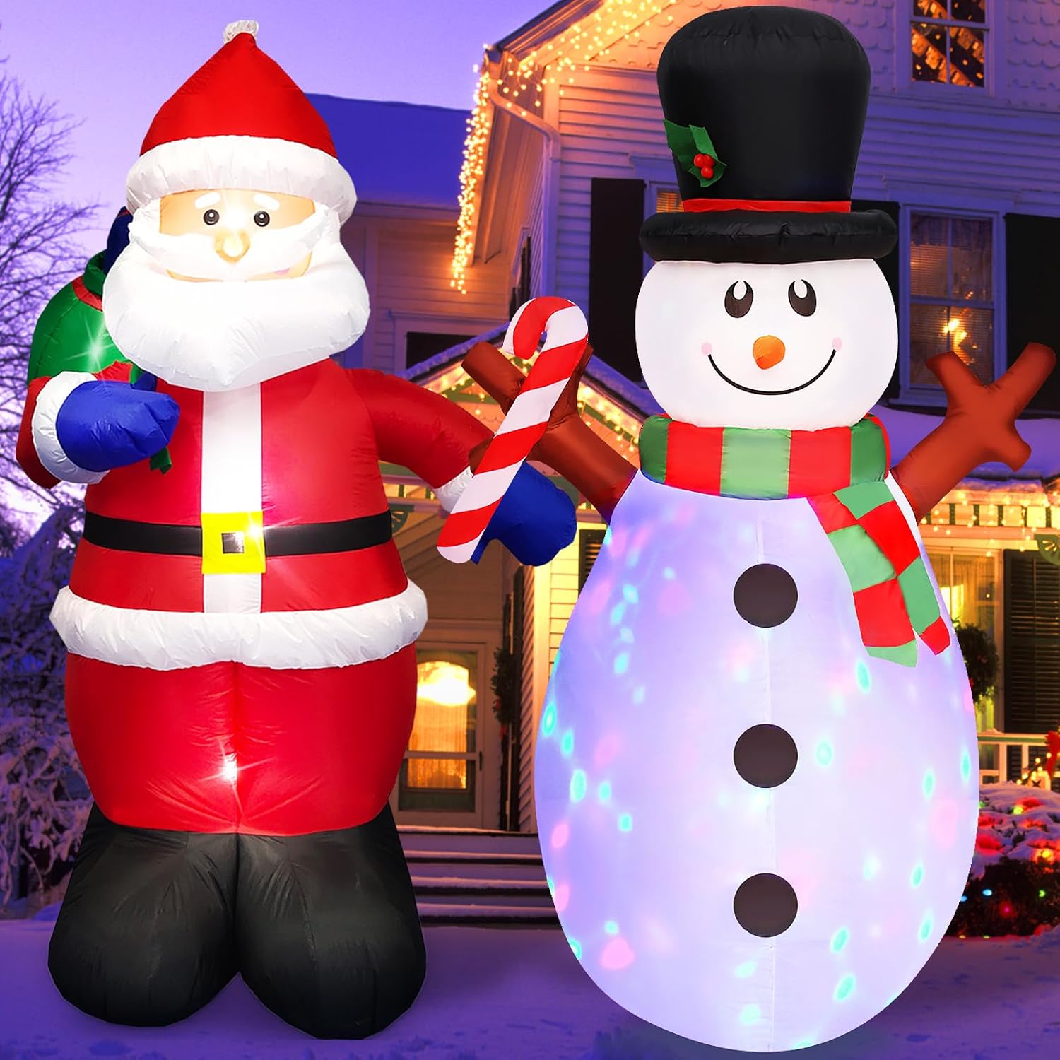 MICOCAH 5ft Santa & Snowman Set