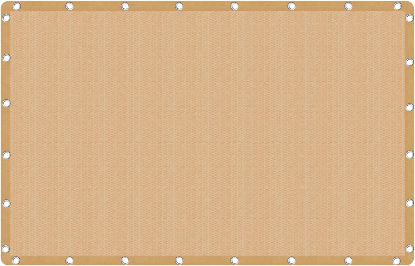 VICLLAX 90% Shade Fabric Sun Shade Cloth with Reinforced Grommets, Outdoor Sun Screen Fabric for Outdoor Patio Garden Pergola Cover Canopy 10x14 FT, Wheat