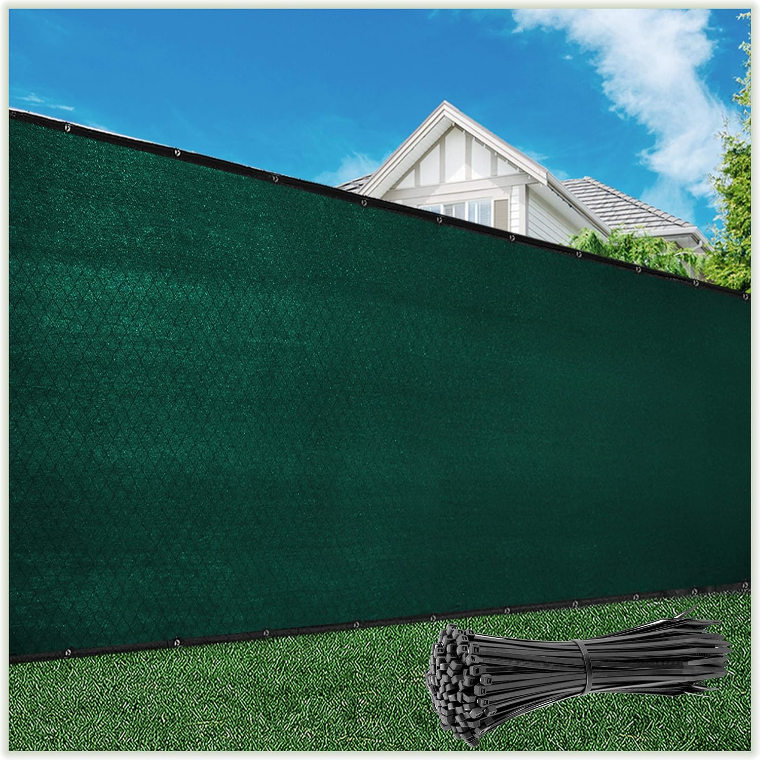 ColourTree Customized Size Fence Screen Privacy Screen Green 4' x 90' - Commercial Grade 170 GSM - Heavy Duty - Cable Zip Ties Included
